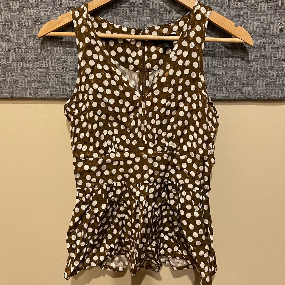 NWT J CREW SILK PEPLUM POLKA DOT TANK